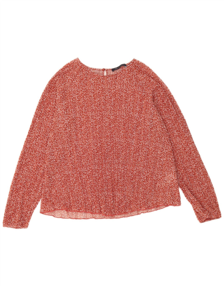 Женская блузка с длинным рукавом MARKS & SPENCER UK 12, средний красный с цветочным принтом