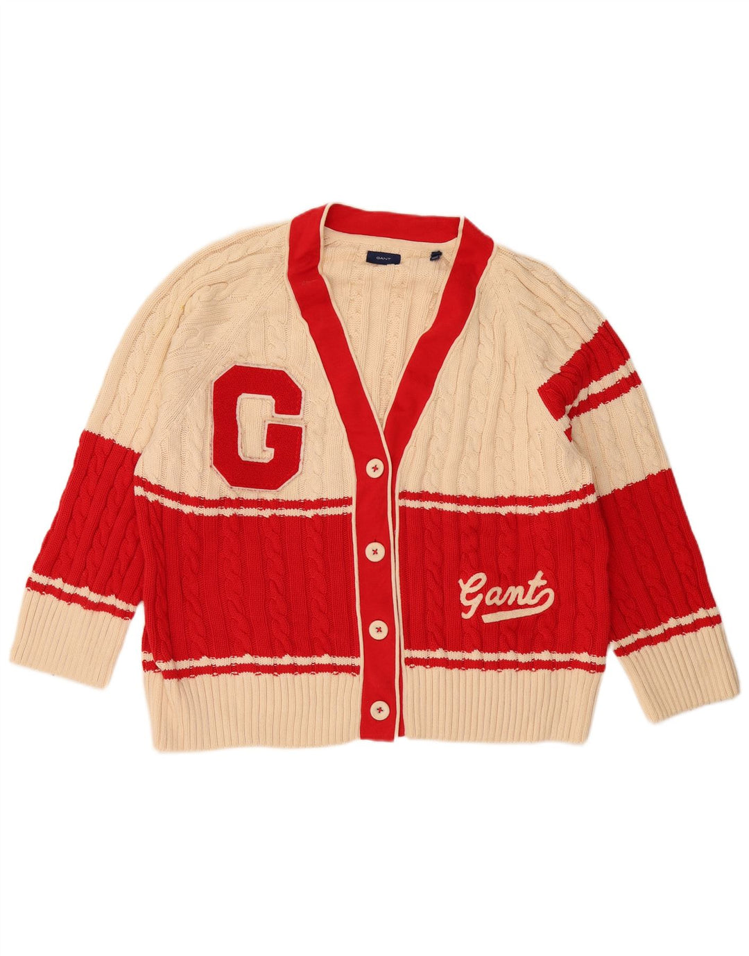 Женский кардиган с графическим рисунком Gant UK 14, средний бежевый цветной блок