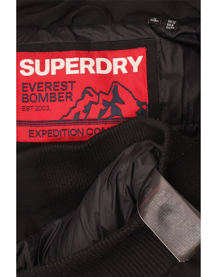 Женская утепленная куртка с капюшоном Superdry UK 12, средний черный полиэстер