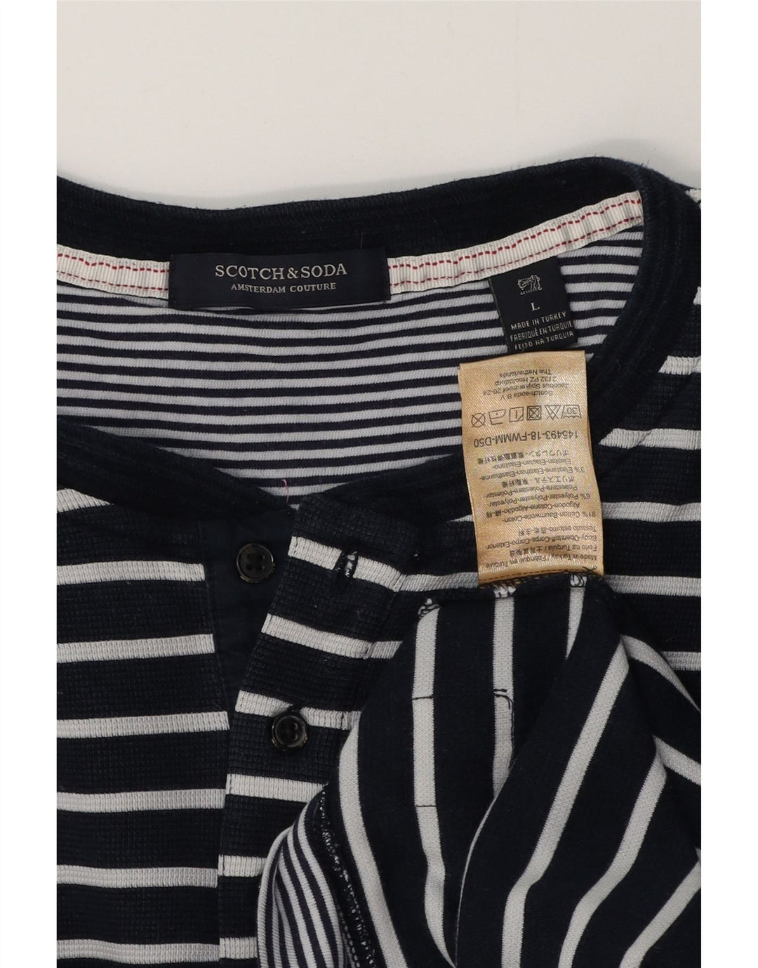 Мужской топ SCOTCH & SODA из хлопка с длинными рукавами и большой темно-синей полоской