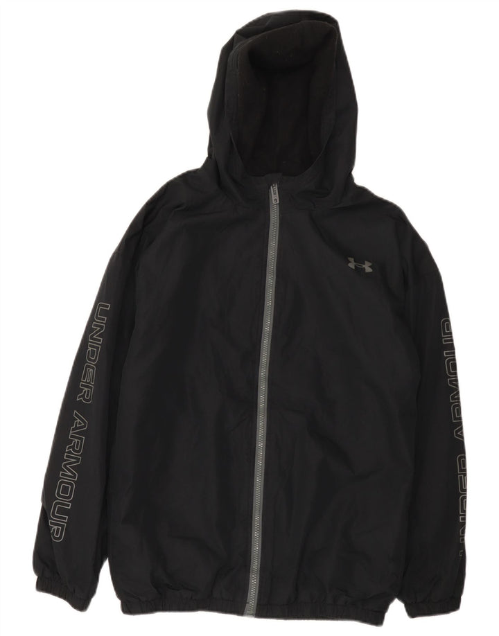 Дождевик с капюшоном и графическим рисунком для мальчиков Under Armour, 13–14 лет, черный полиэстер