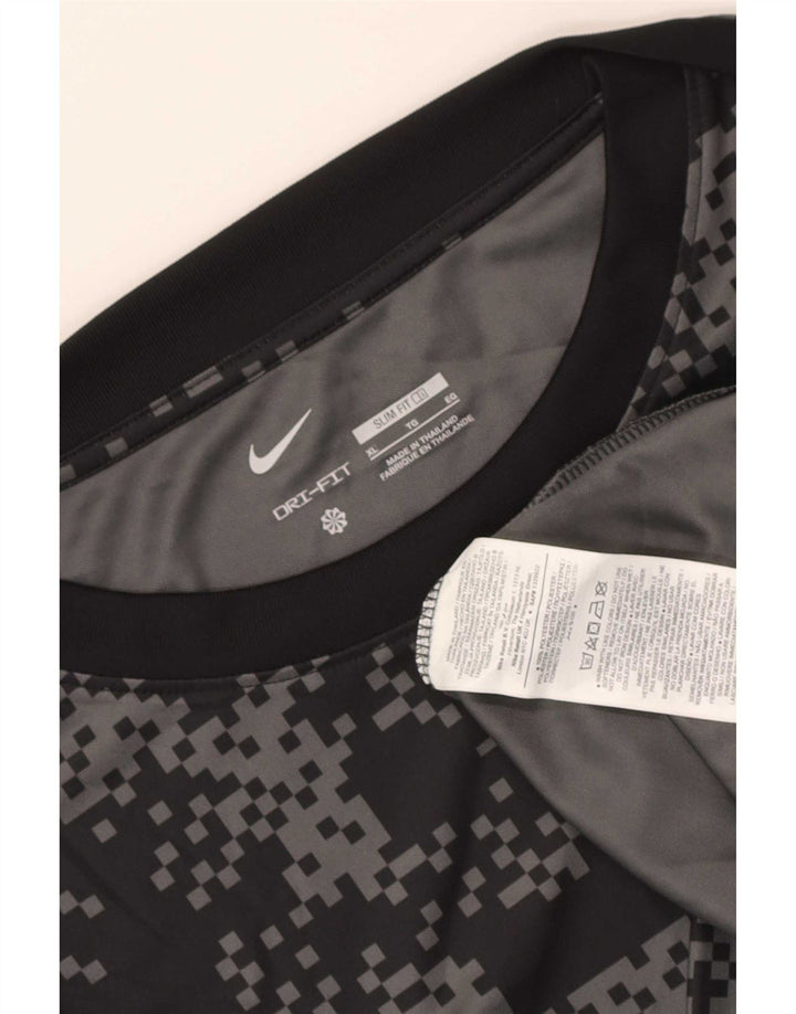 Мужская футболка Nike Dri Fit Slim Top XL, черный полиэстер с геометрическим рисунком