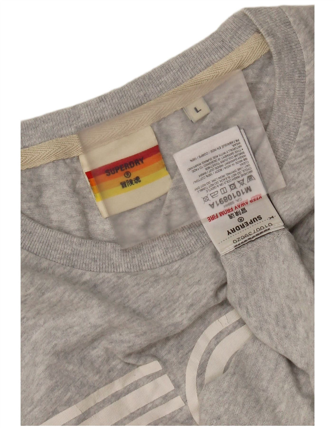 Мужская футболка с рисунком Superdry, большой серый хлопок