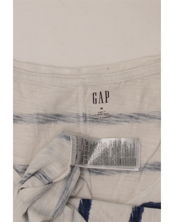 GAP Womens T-Shirt Top UK 14 Medium White Striped Cotton Vintage Gap and Second-Hand Gap from Messina Hembry 