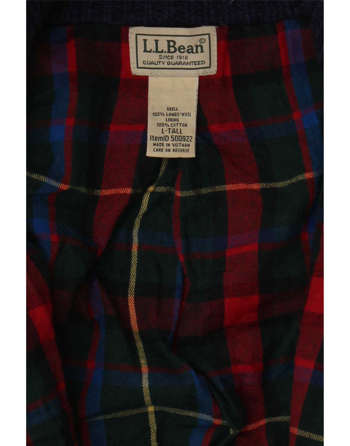 Мужской высокий кардиган L.L.Bean, большой темно-синий свитер из овечьей шерсти
