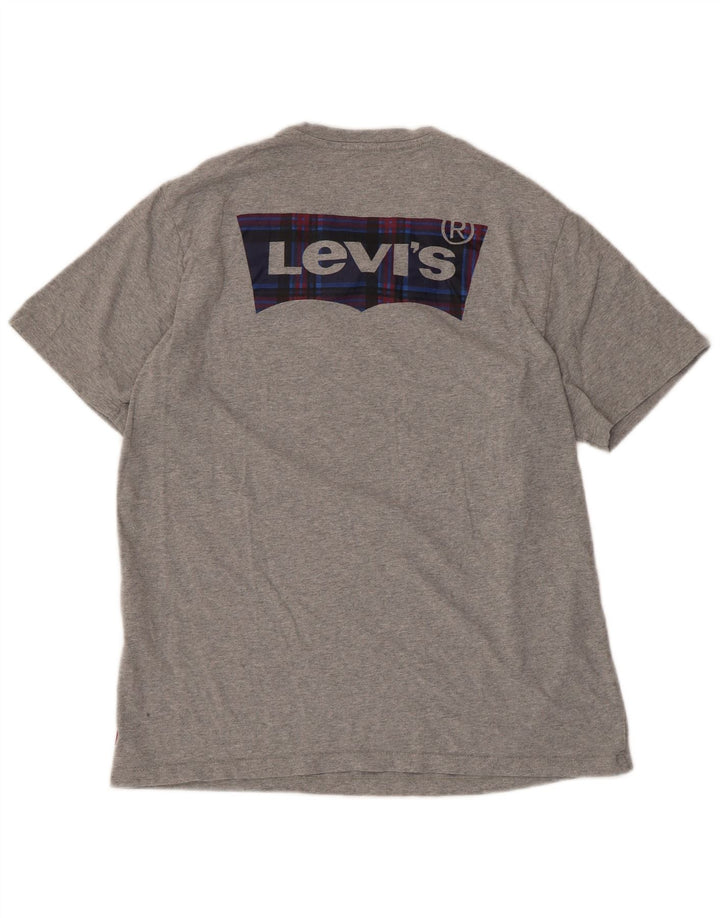Мужская футболка с рисунком Levi's, хлопковый топ среднего серого цвета с крапинками
