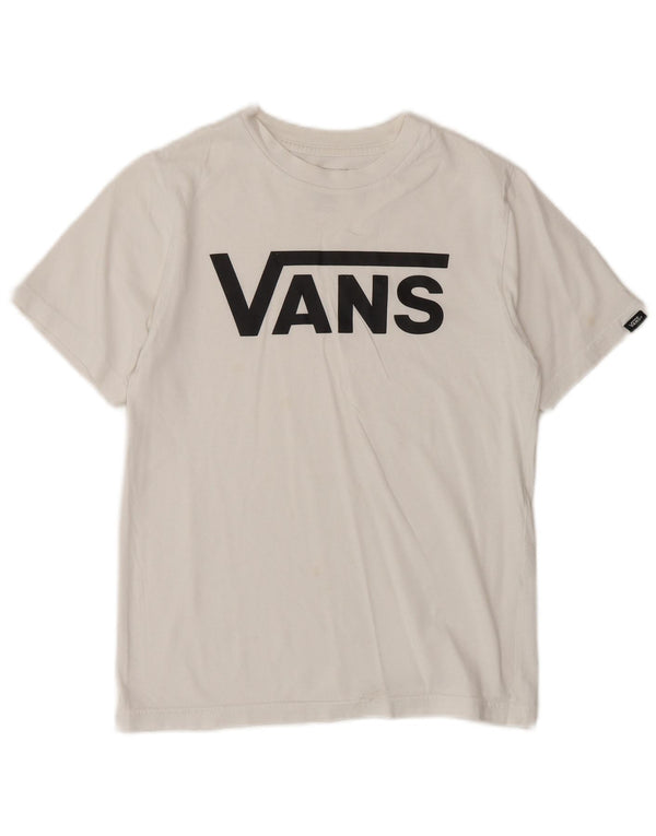Футболка с рисунком Vans для мальчиков, топ 8–9 лет, маленький размер, белый хлопок