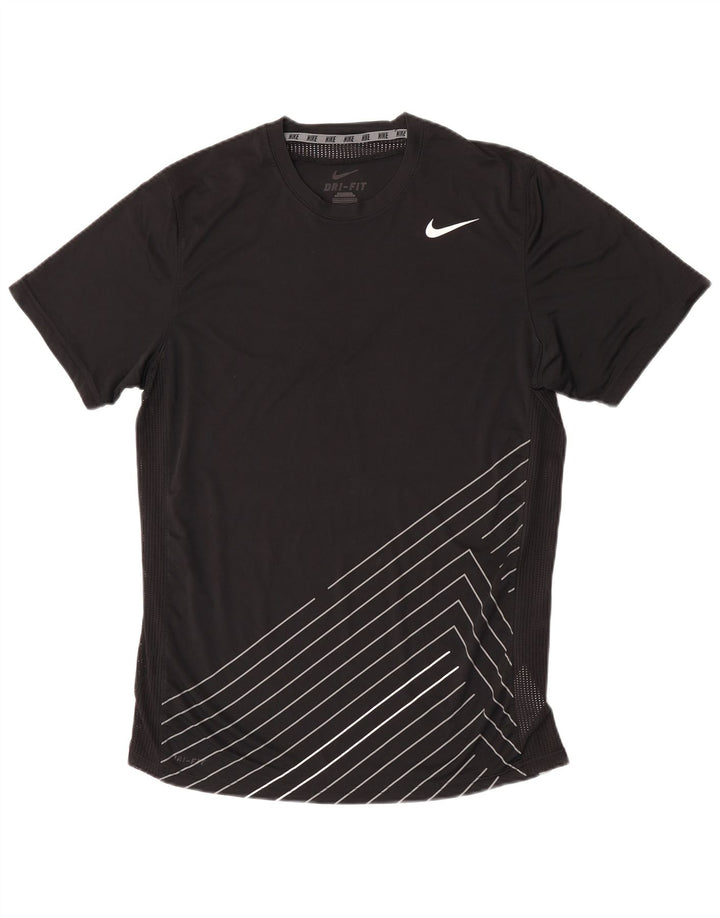 Мужская футболка Nike Dri Fit из полиэстера среднего размера, черная полоска