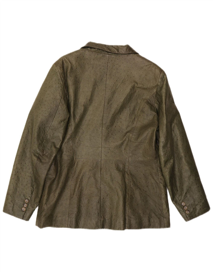 Винтажная женская кожаная куртка IT 46, большая кожа цвета хаки