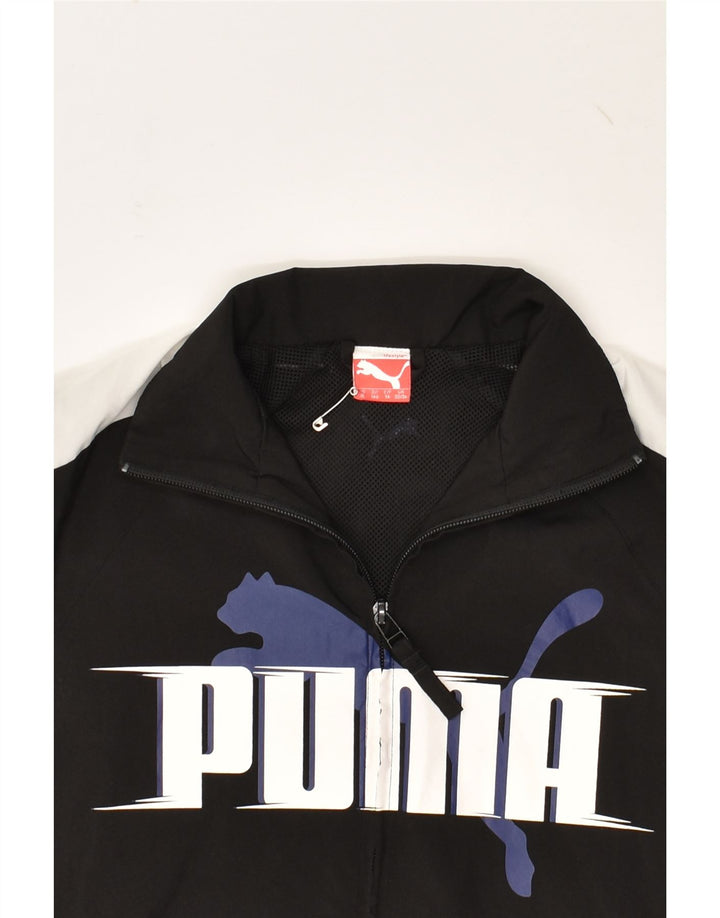 PUMA Boys Graphic Tracksuit Top Jacket 13-14 Years Black Colourblock | Vintage Puma | Thrift | Second-Hand Puma | Used Clothing | Messina Hembry 
