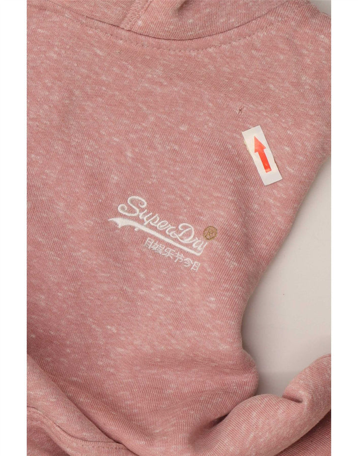 Женский джемпер с капюшоном Superdry UK 12, средний розовый полиэстер с крапинками