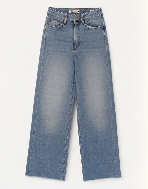 Женские широкие джинсы с завышенной талией Zara EU 34 2XS W24 L27 синие