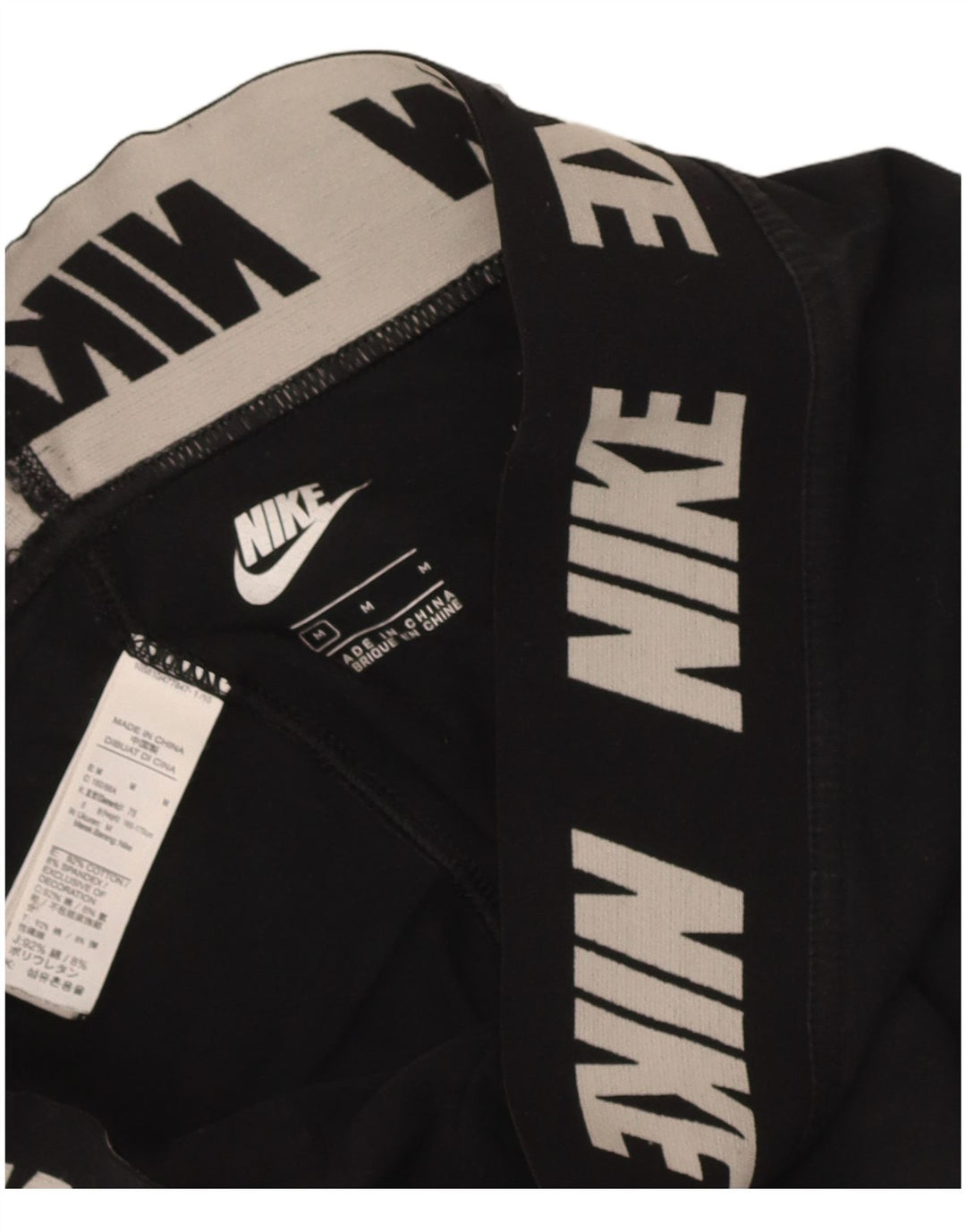 Женские леггинсы с рисунком Nike UK 12, хлопковые, средние, черные