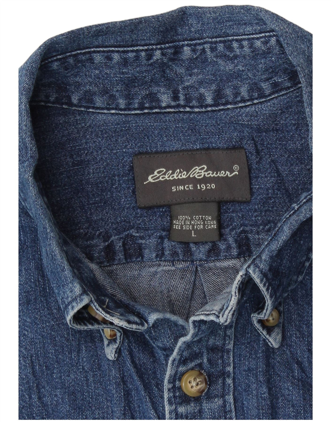 Мужская джинсовая рубашка с коротким рукавом Eddie Bauer, большая синяя хлопковая ткань
