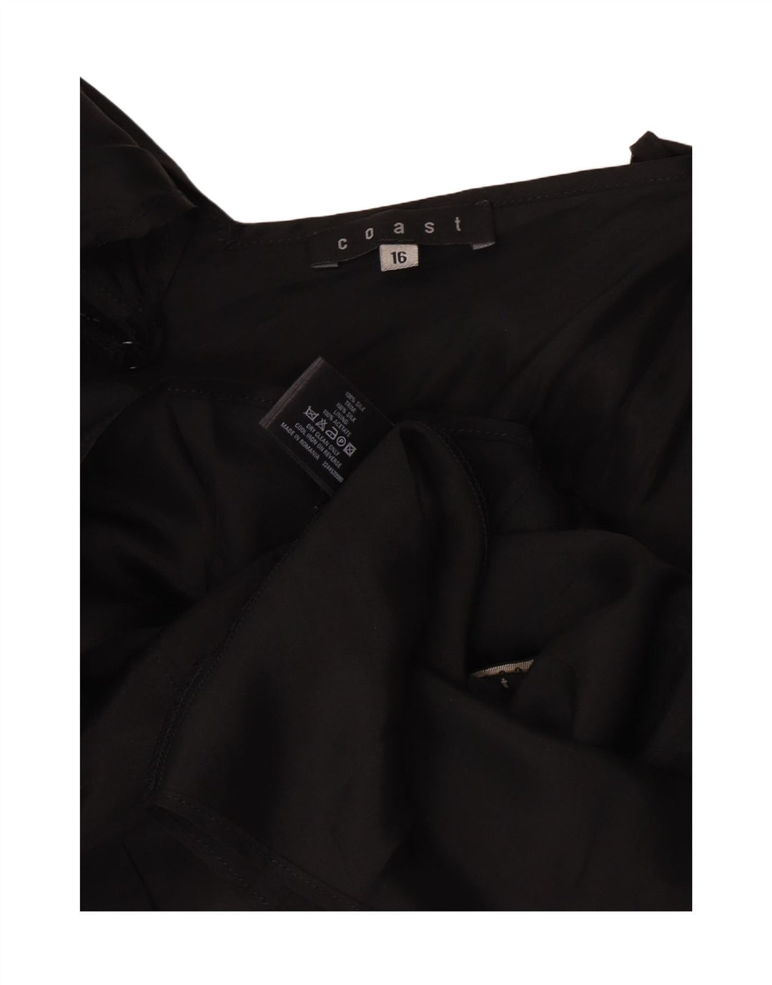 Женская блузка без рукавов Coast с запахом, топ, Великобритания, 16, большой черный шелк