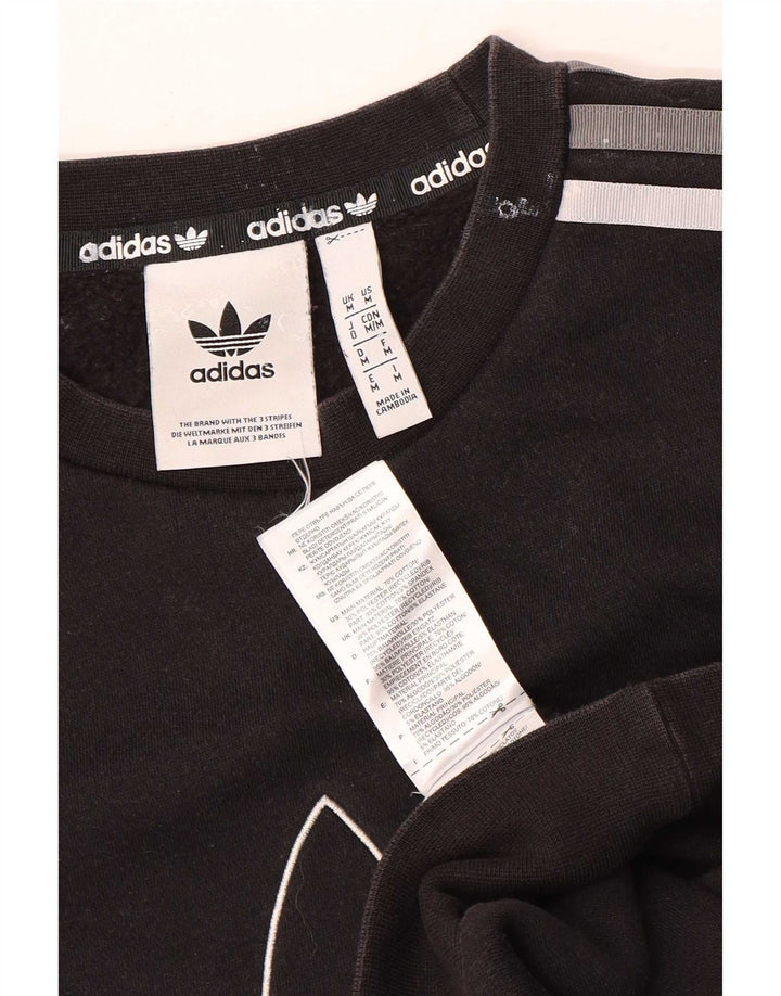 Мужской свитшот Adidas с рисунком, хлопковый джемпер среднего размера, черный