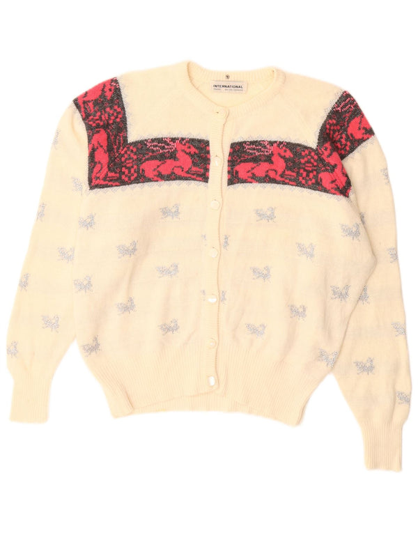 Женский кардиган с графическим рисунком Les Copains UK 18 XL Off White Animal Print