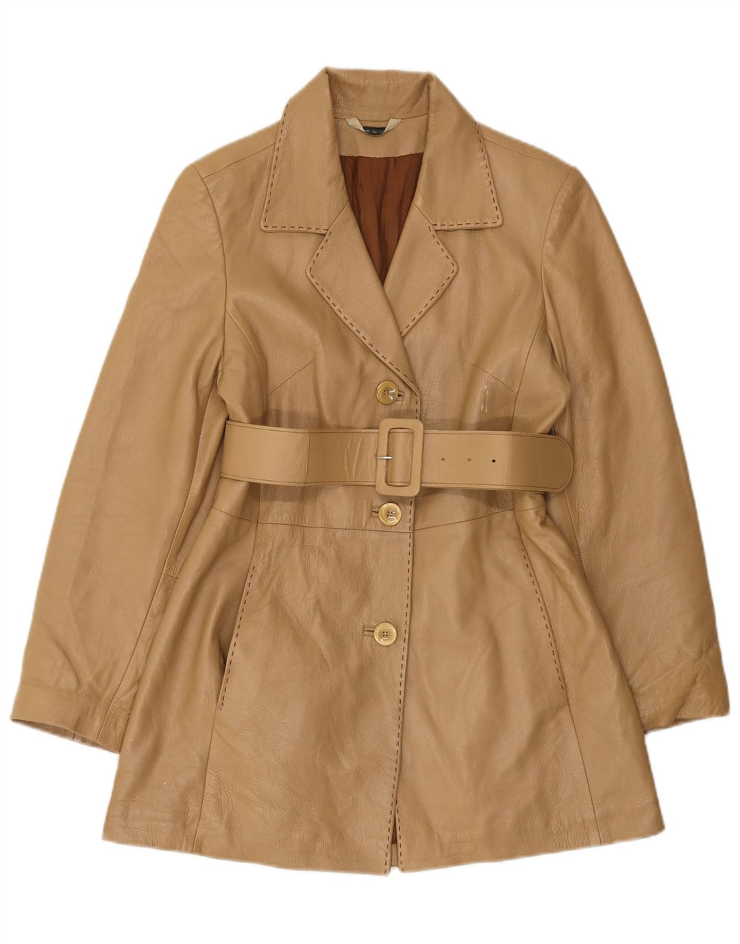 Винтажное женское кожаное пальто IT 44 Medium Beige