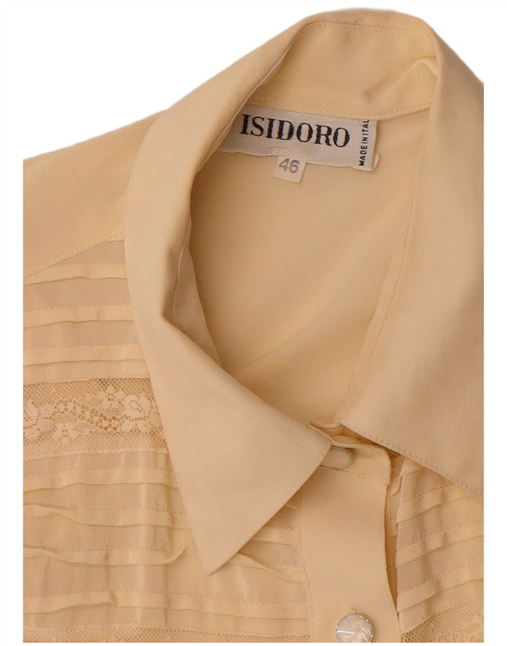 Винтажная женская блузка-рубашка IT 46, большая, бежевая