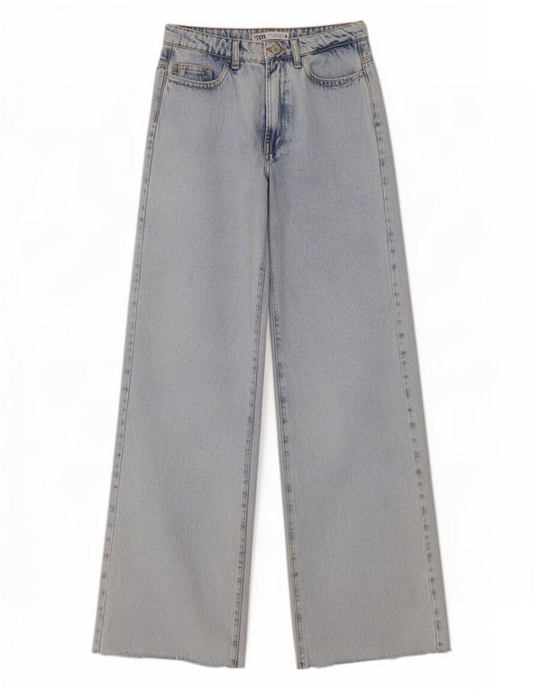 Женские широкие джинсы с высокой талией Zara EU 36 XS W26 L32 синие
