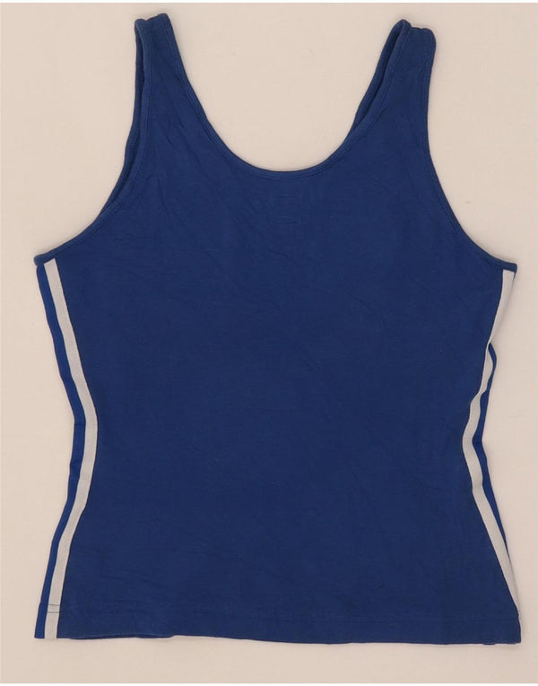 Adidas Womens Crop Vest Top UK 10 Small Blue Cotton
