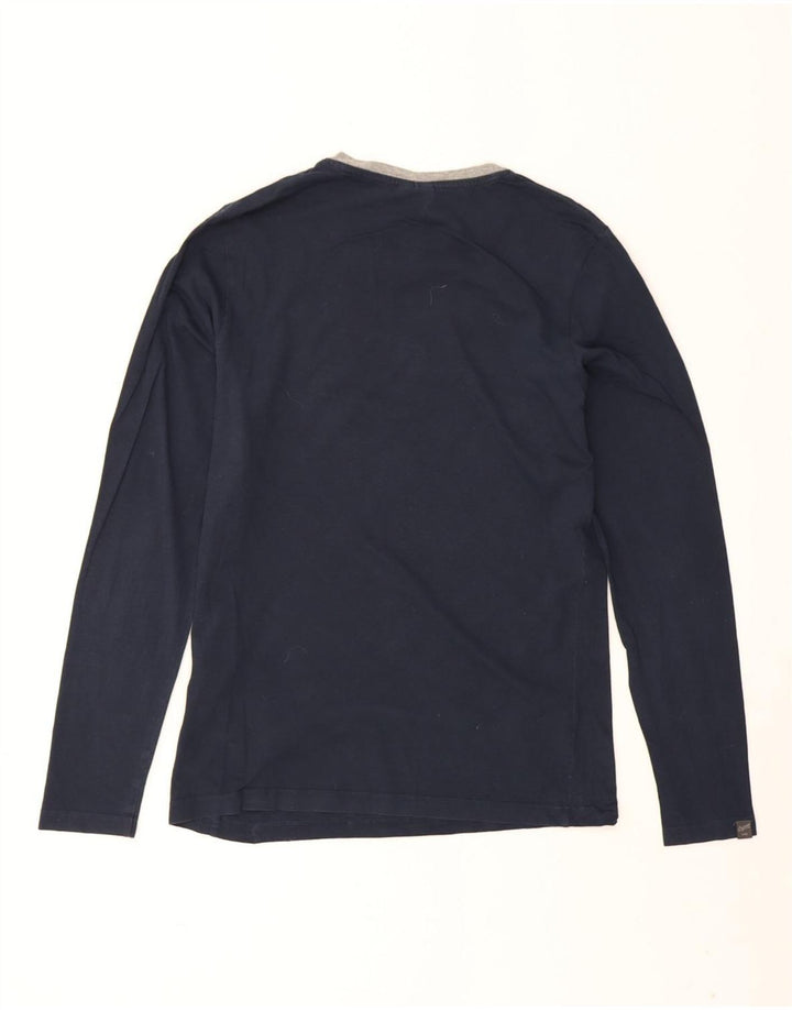 Мужской топ с рисунком Jack & Jones с длинным рукавом, средний темно-синий, хлопок