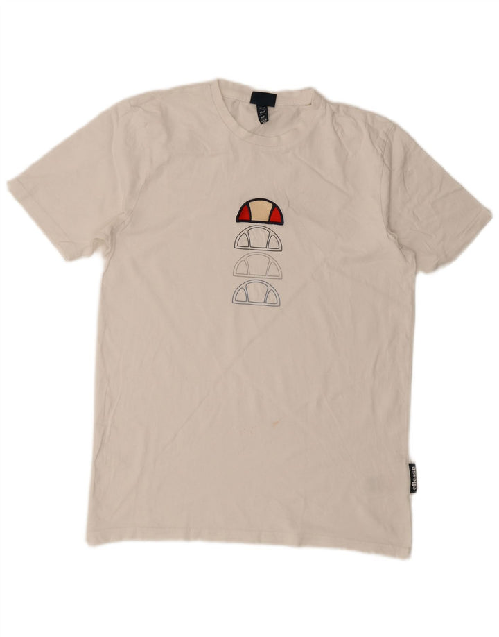 Ellesse Мужская футболка с рисунком Топ среднего размера, белый хлопок