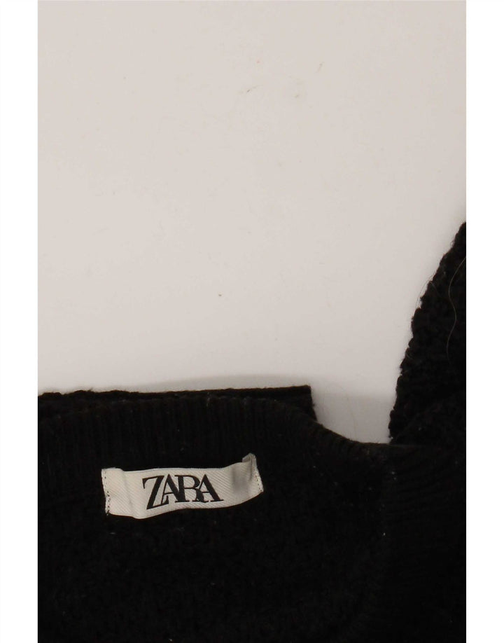 Женский укороченный джемпер с круглым вырезом Zara UK 14, средний черный