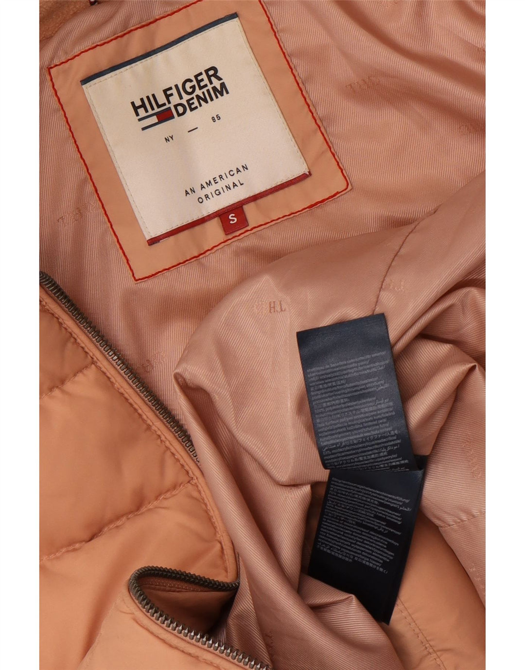 Женская стеганая куртка с капюшоном Tommy Hilfiger UK 10, маленький розовый полиэстер