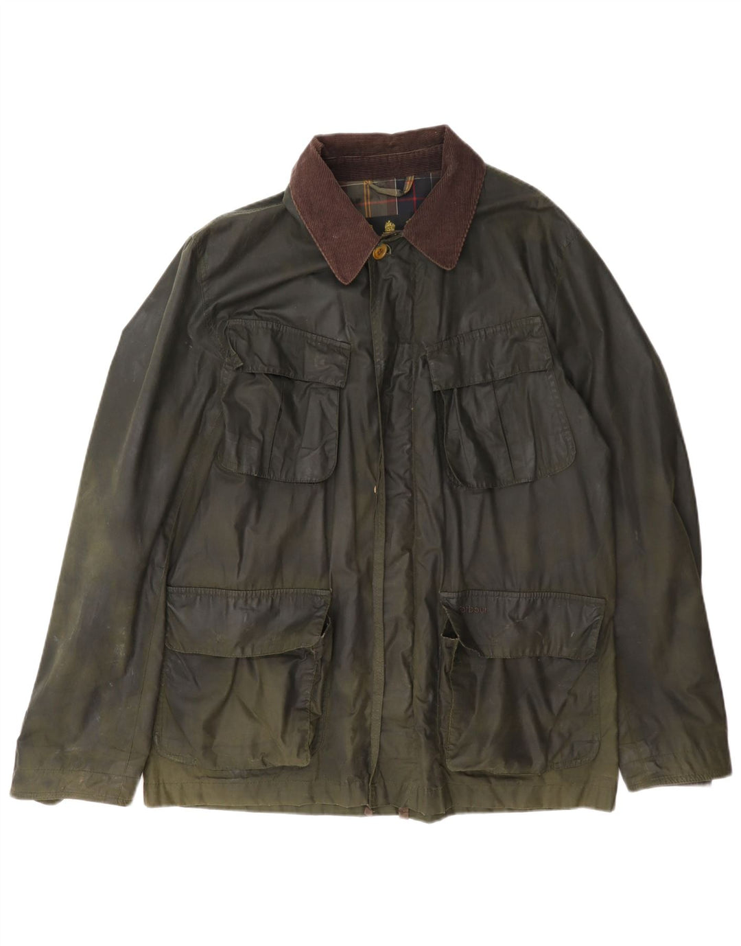 Мужская куртка Barbour из вощеного хлопка UK 40, большой цвет хаки, цветной блок