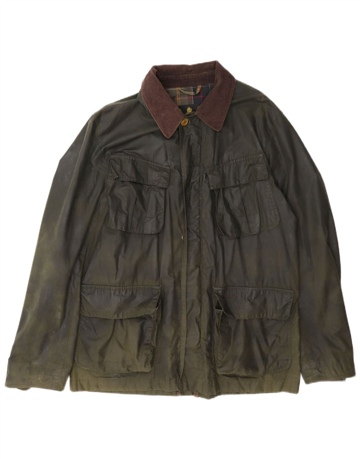 Мужская куртка Barbour из вощеного хлопка UK 40, большой цвет хаки, цветной блок