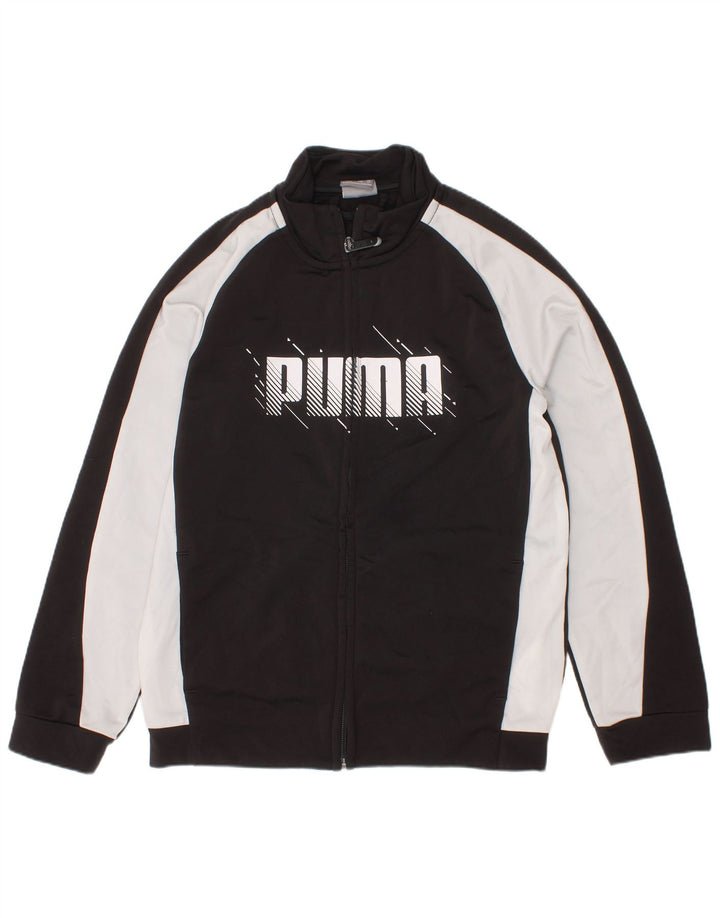 Спортивный костюм Puma для мальчиков с графическим рисунком, верхняя куртка 7-8 лет, черный с цветными блоками