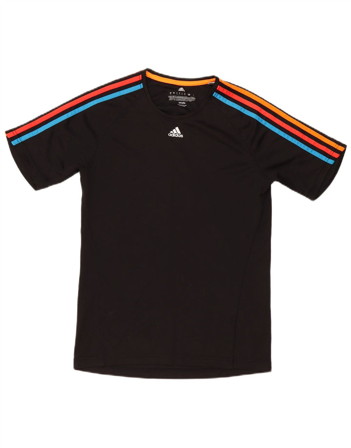 Мужская футболка Adidas Climalite, маленький черный полиэстер с цветными блоками