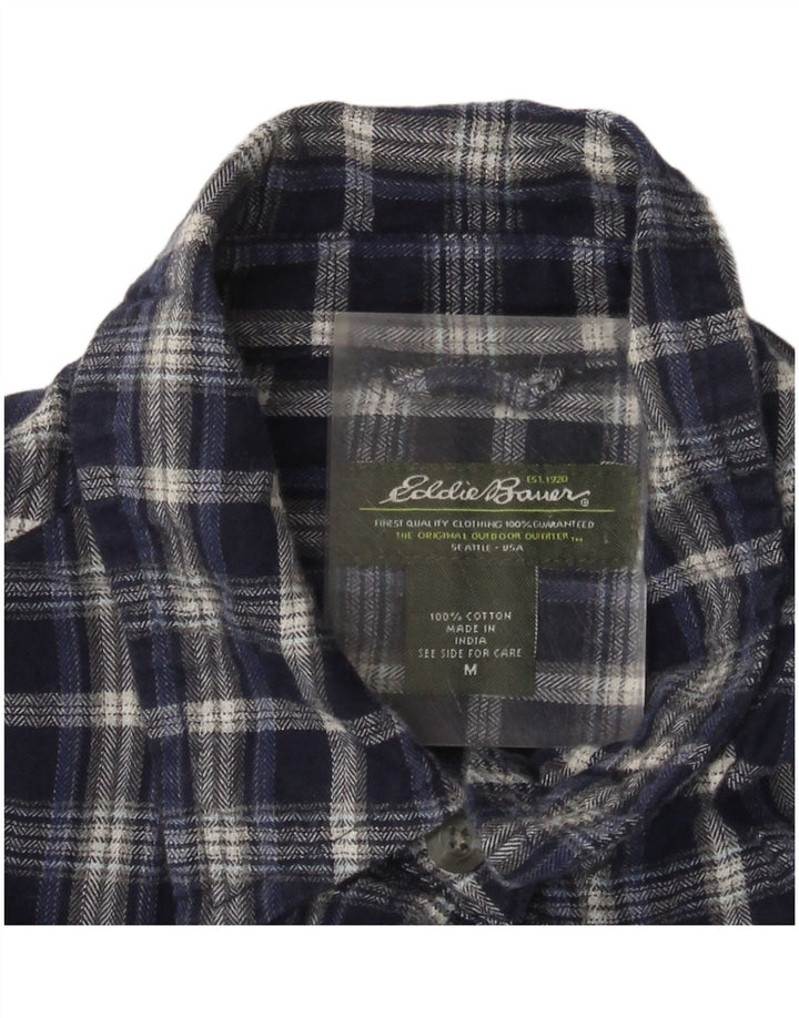 Женская фланелевая рубашка Eddie Bauer UK 14, средний темно-синий цвет в клетку, хлопок
