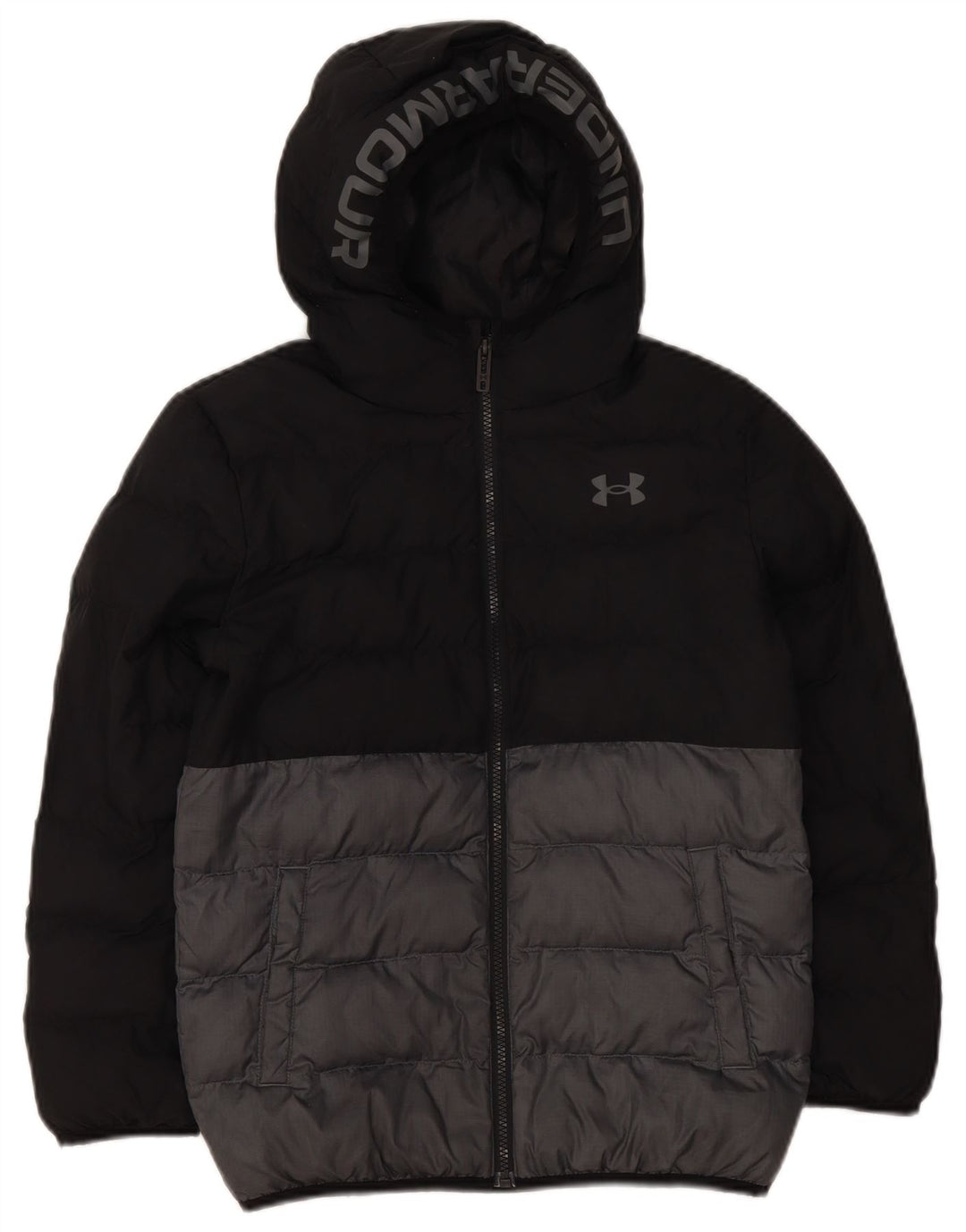 Утепленная куртка с рисунком Under Armour для мальчиков 10–11 лет, черная с цветными блоками