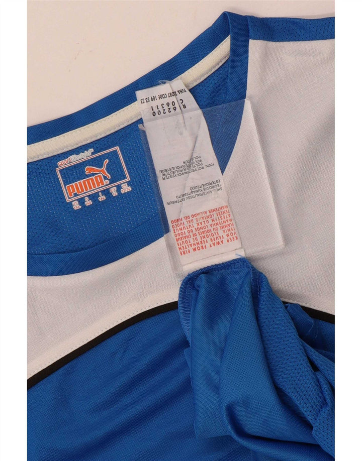 Футболка Puma для мальчиков, топ 13–14 лет, синяя, полиэстер с цветными блоками