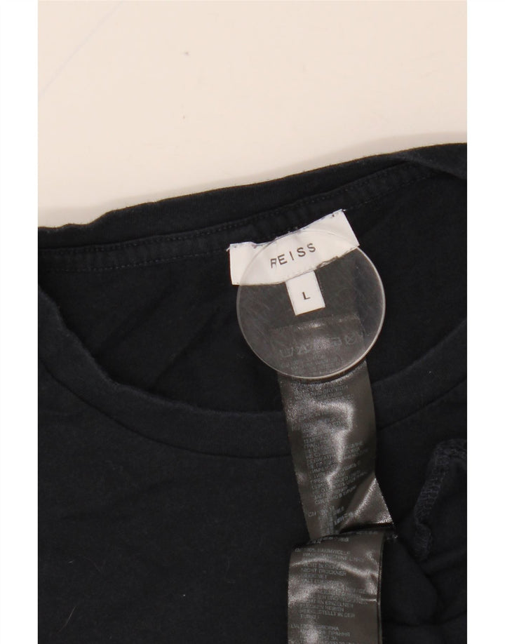 Женская футболка REISS Top UK 16, большой размер, темно-синий, хлопок