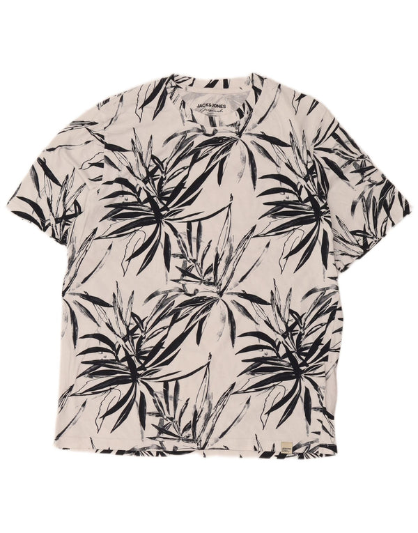 Мужская футболка Jack & Jones из хлопка большого размера белого цвета с цветочным принтом