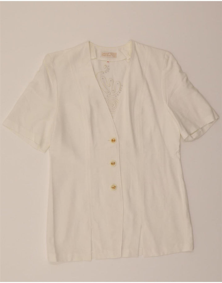 VINTAGE Womens Short Sleeve 3 Button Blazer Jacket IT 42 Medium White Vintage Vintage and Second-Hand Vintage from Messina Hembry 