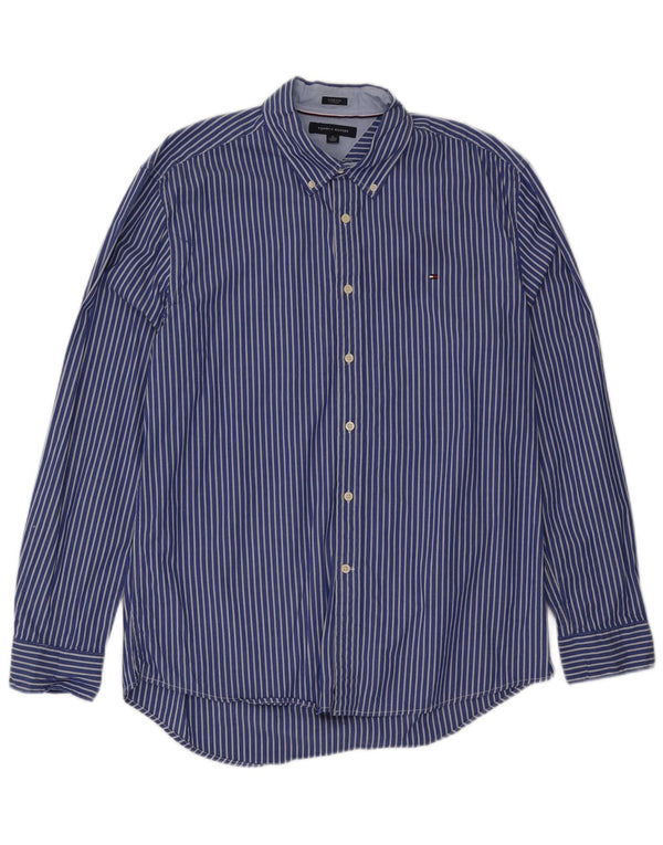 Мужская рубашка Tommy Hilfiger XL, синяя хлопковая полоска
