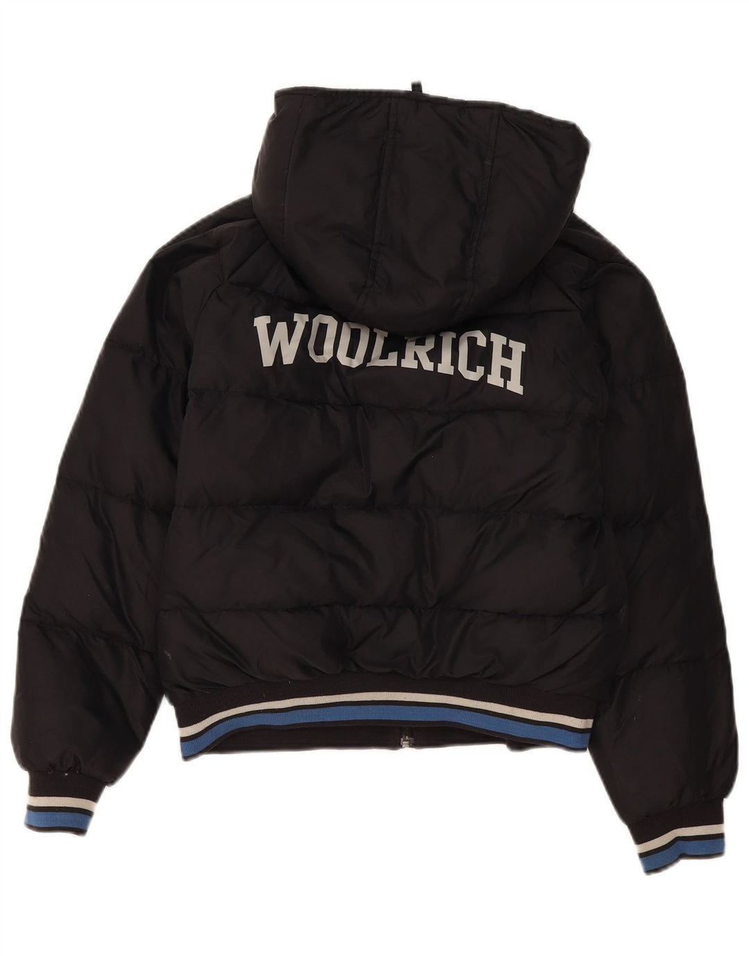 Утепленная куртка с капюшоном и графическим рисунком для мальчиков Woolrich, 11–12 лет, черный нейлон