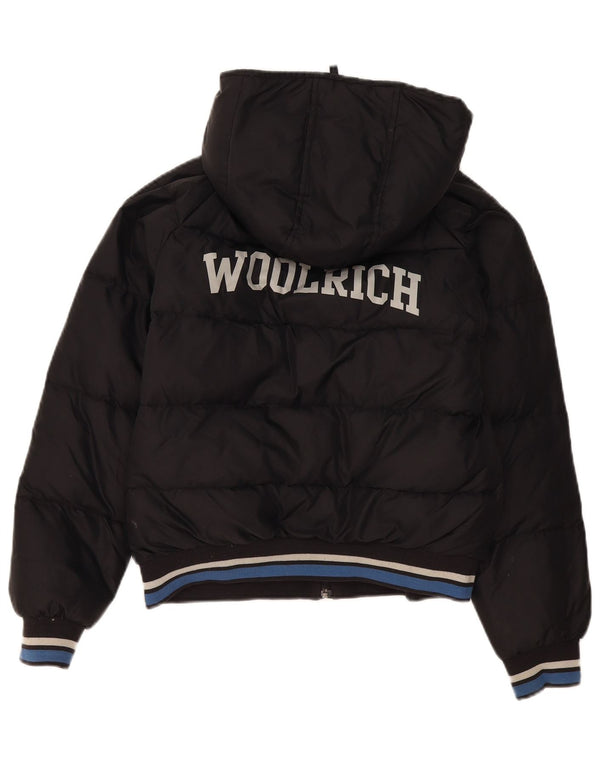 Утепленная куртка с капюшоном и графическим рисунком для мальчиков Woolrich, 11–12 лет, черный нейлон