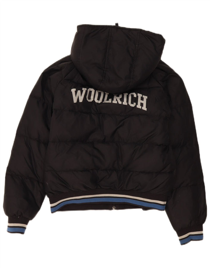 Утепленная куртка с капюшоном и графическим рисунком для мальчиков Woolrich, 11–12 лет, черный нейлон