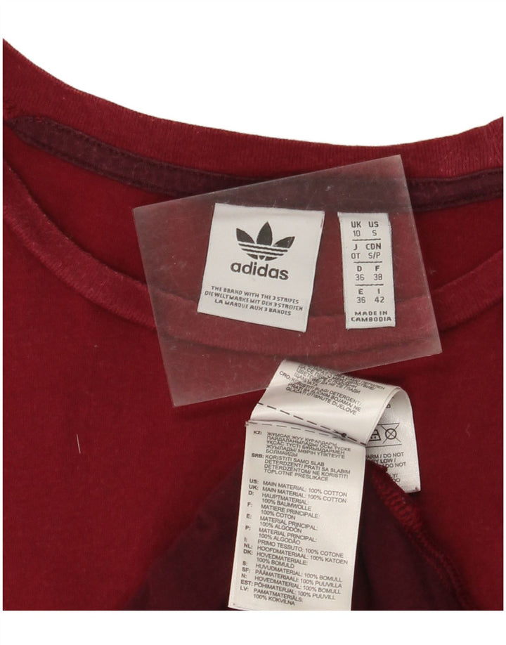 Женская футболка с рисунком ADIDAS Top UK Small 10 Burgundy Colourblock