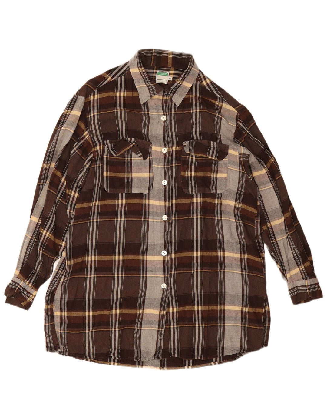 Рубашка женская Benetton IT 42 Medium Brown в клетку из вискозы