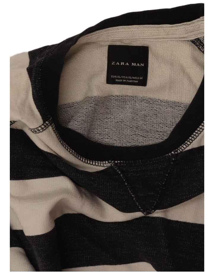 Мужской свитер Zara XL, хлопковый джемпер в белую полоску