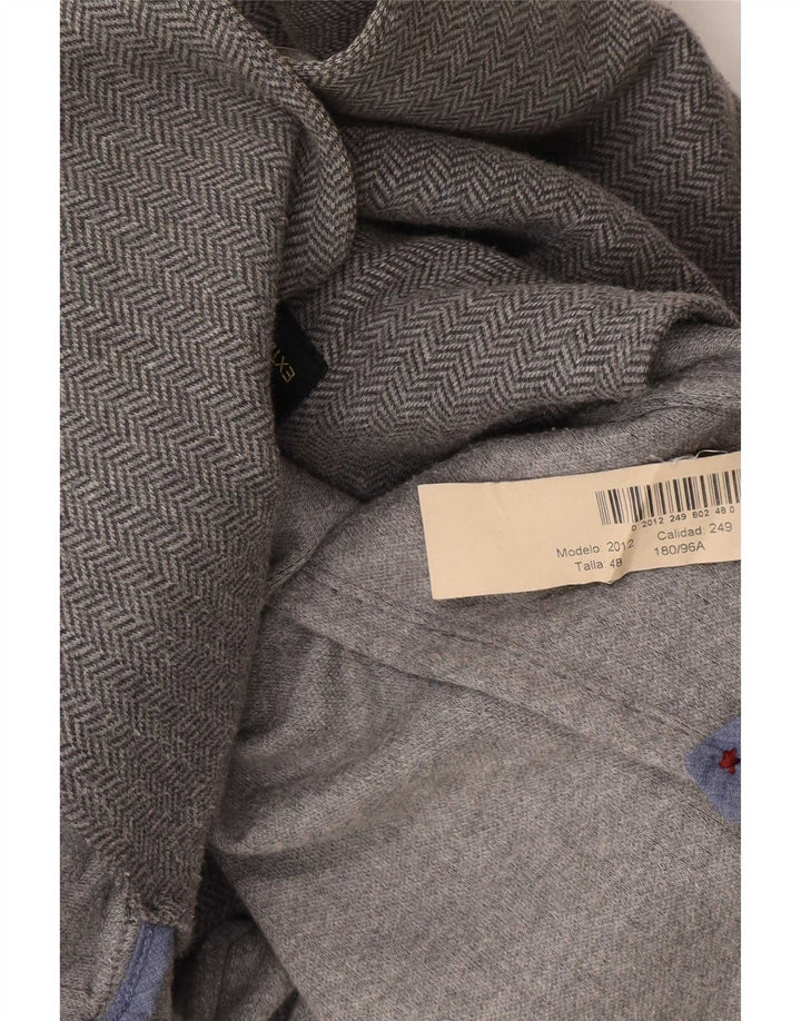 Мужской пиджак Massimo Dutti на 2 пуговицах EU 48 средний серый с узором «елочка»