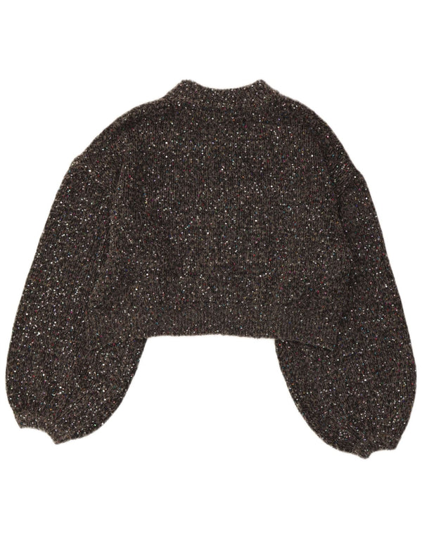 Женский укороченный джемпер с высоким воротником ZARA UK 16, большой серый в крапинку