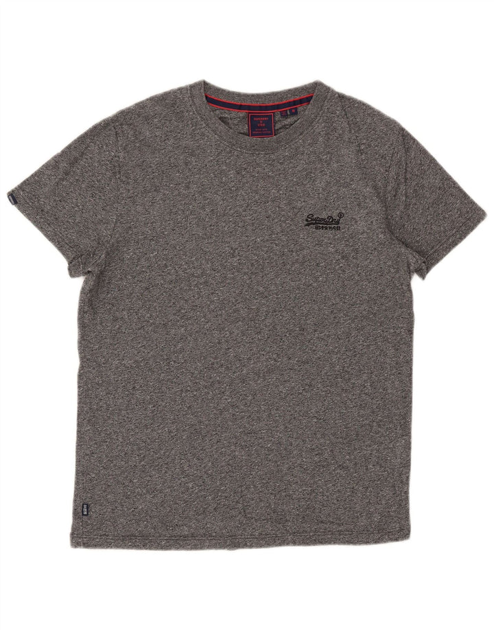 Мужская футболка Superdry Top из хлопка среднего серого цвета с крапинками