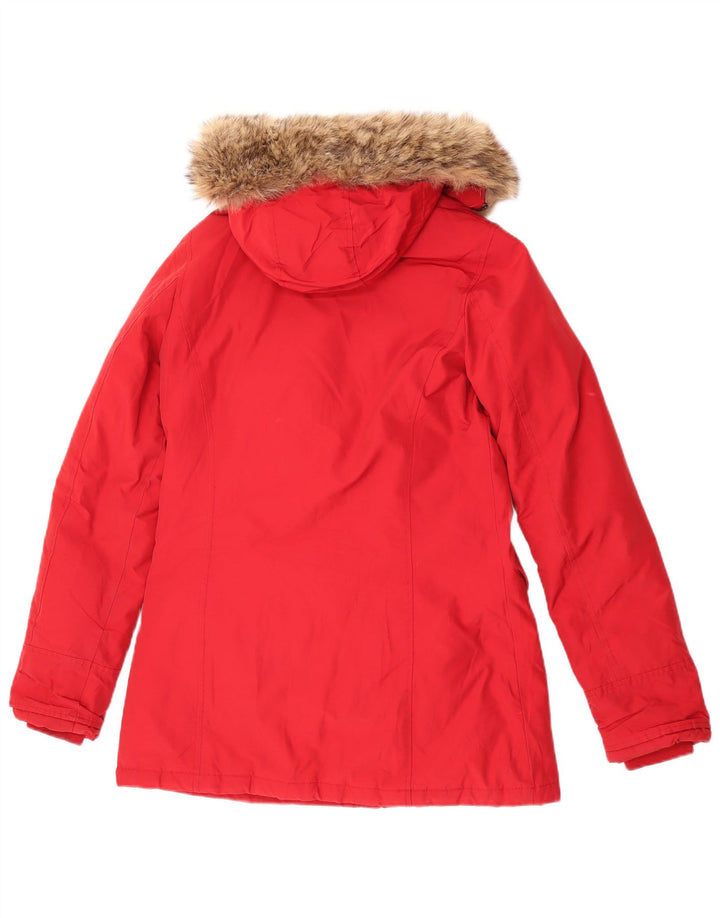 Женская стеганая куртка с капюшоном Woolrich UK 10, маленькая, красный хлопок
